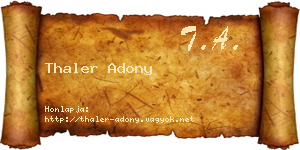 Thaler Adony névjegykártya